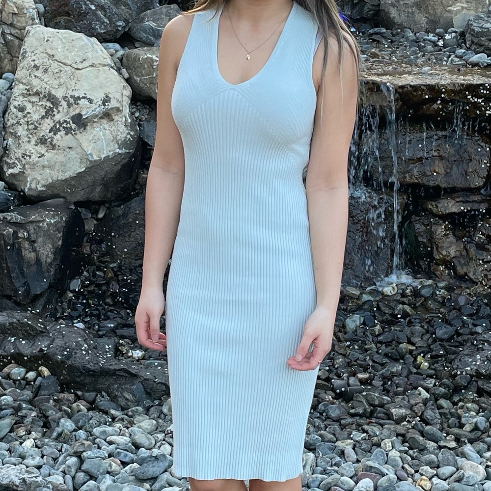 Express Sleeveless Ribbed Midi Sweater Dress XXS Light Mint